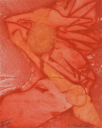 C. Carline SENZA TITOLO incisione su carta, foglio e lastra cm 8,5x5; es. XXI...