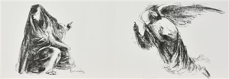 Ignoto ANNUNCIAZIONE litografia, cm 22,5x63,5; es. IX/XX firma