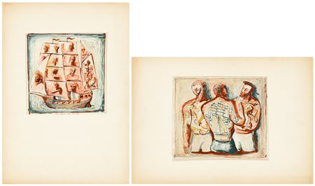 GASTONE ROSSINI (1920-2001) - Lotto unico composto da 2 tecniche miste
