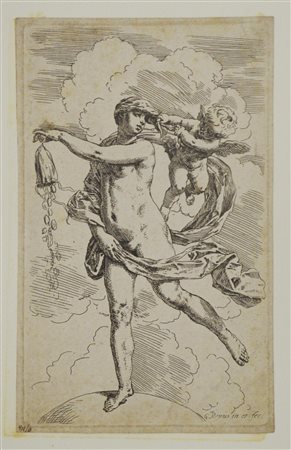 Simone Cantarini LA FORTUNA acquaforte, cm 23,3x14,3; foglio cm 24,5x15,2 in...