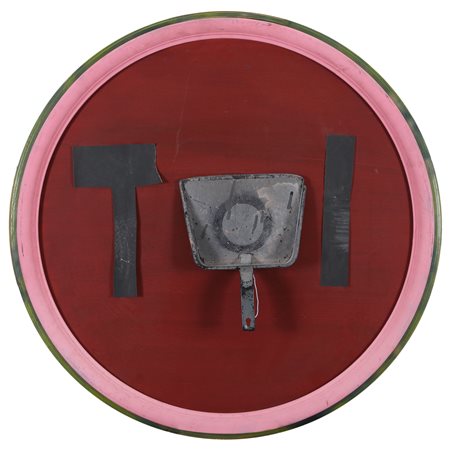 SERGIO DANGELO Milano 1932 Toi spray e applicazioni su masonite con cornice...