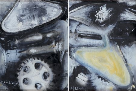 HERMES JUS Badolato 1945 La cicogna, 1988 olio su tela cm. 24x18, firma in...