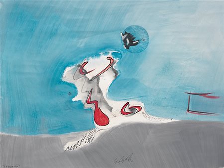 SERGIO DANGELO Milano 1932 La minaccia tecnica mista su carta cm. 46x62,...