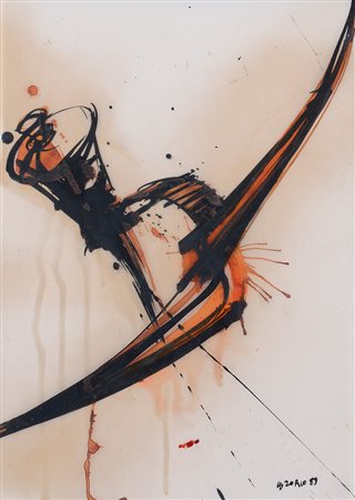 GILBERTO ZORIO Andorno Micca 1944 Canoa, 1989 tecnica mista su acetato cm....