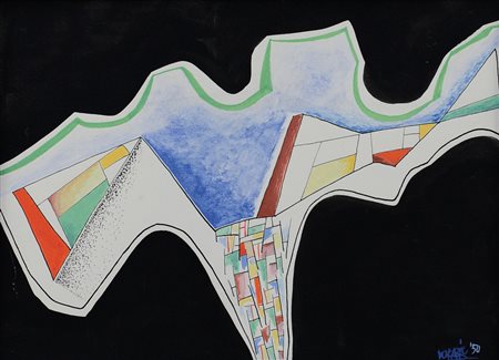 PIERO DORAZIO Roma 28/06/1927 - Todi 17/05/2005 Senza titolo, 1950 tempera su...