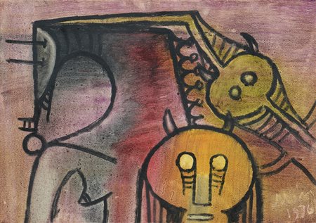 WIFREDO LAM Sagua La Grande 1902 - Parigi 1982 Senza titolo, 1976 olio su...