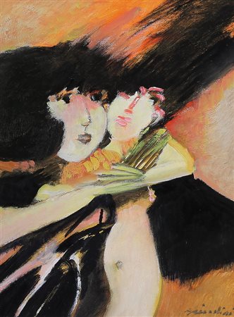 REMO BRINDISI Roma 25/04/1918 - Milano 25/07/1996 Maternità, anni '90 olio su...