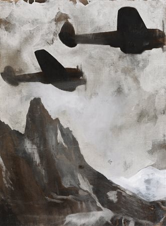 LUCA PIGNATELLI Milano 22/06/1962 Aerei e montagne, 2005 olio su telone di...