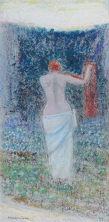 NATALE ADDAMIANO Bitetto 1943 Figura, 1999 pastelli su cartoncino cm. 32x16,...