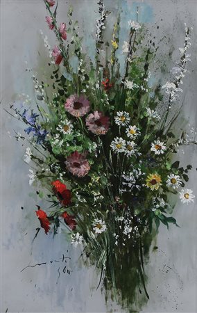 CESARINO MONTI Milano 1916 - Brescia 1979 Fiori, 1964 olio su tavola cm....