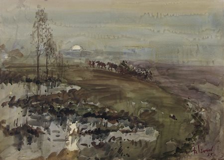 GIULIO FALZONI Marmirolo 1900 - Milano 1978 Il gregge all'alba, 1959...