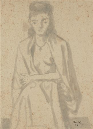 GABRIELE MUCCHI Torino 25/06/1899 - Milano 2002 Figura, 1940 acquerello su...