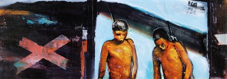 MIRKO PAGLIACCI Losanna 1959 Sconfinamenti, indios smalto e acrilico su tela...