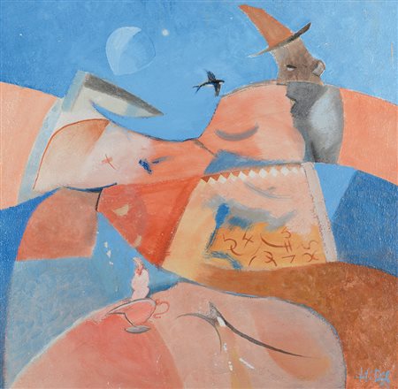 DANILO MANENTI Cagliari 1951 Parlare alle rondini, 2002 affresco su tela cm....