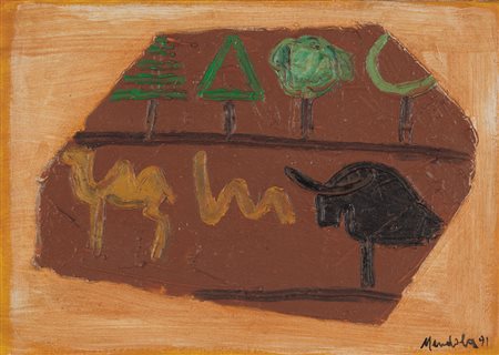 ROSOLINO MENDOLA Aliminusa (Pa) 24/05/1949 Frammento con pittogrammi, 1991...