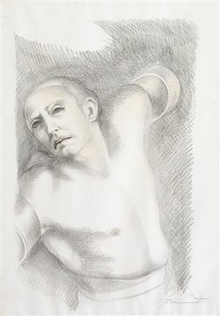 LUIGI BENNATI Milano 1929 Figura crocefissa tecnica mista su carta cm....