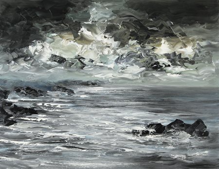 MARIO FALCHI Porto Maurizio 1950 Notturno olio su tela cm. 70x90, firma in...