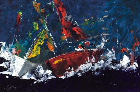FRANCESCO TORALDO Catanzaro 1960 Luna Rossa, 2008 olio su tavola cm. 40x60,...