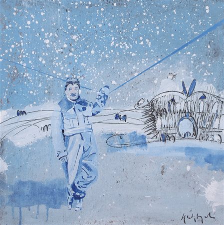 LUCA GIOVAGNOLI Rimini 1963 Prossimo decollo, 2006 olio su tela cm. 50x50,...