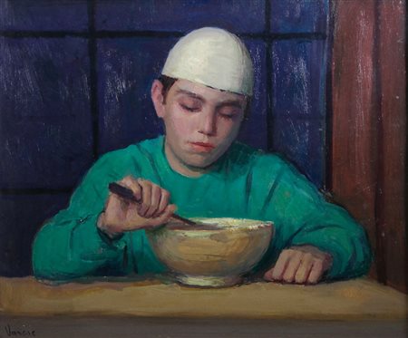 CARLO VARESE Milano 1903 - Zibido San Giacomo (MI) 1977 Prima colazione olio...