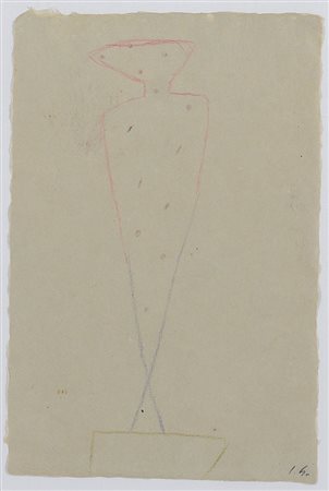 JAMES BROWN Los Angeles 1951 Drawing from the door, 1986 matite colorate su...