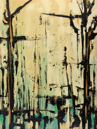 BRUNO PULGA Bologna 1922 - 1992 Senza titolo, 1958 olio su due pannelli di...