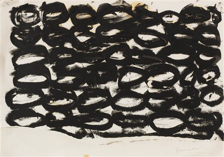 JANNIS KOUNELLIS Pireo (Grecia) 1936 Senza titolo, 1999 catrame su carta cm....