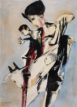 REMO BRINDISI Roma 25/04/1918 - Milano 25/07/1996 Pastorale, (anni '60) olio...