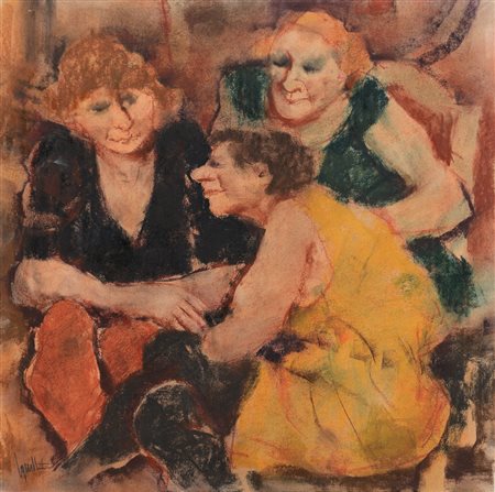 REMO SQUILLANTINI Stia (Ar) 1920 - Firenze 06/08/1996 Le amiche, 1992 olio e...