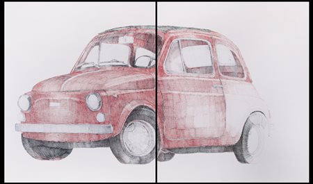 ANDREA PESCIO Novara 1972 500 Rossa, 2009 dittico penna bic su tele cm....