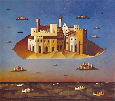 FRANCO FORTUNATO Roma 06/12/1946 Tra le nuvole olio su tela cm. 70x80, firma...