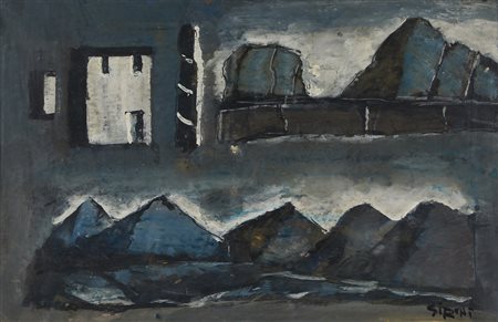 Mario Sironi , Composizione con montagne e casa