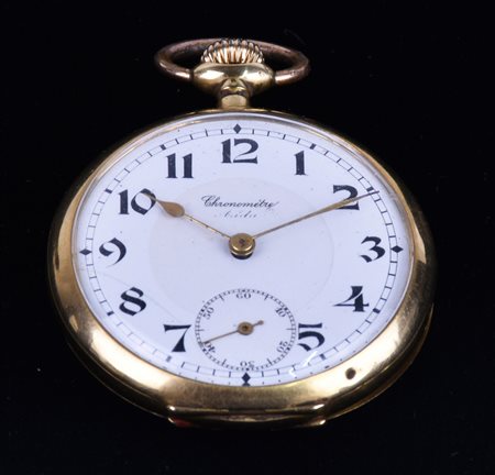 OROLOGIO DA TASCHINO IN ORO GIALLO marca Chronometre Aida, doppia cassa in...