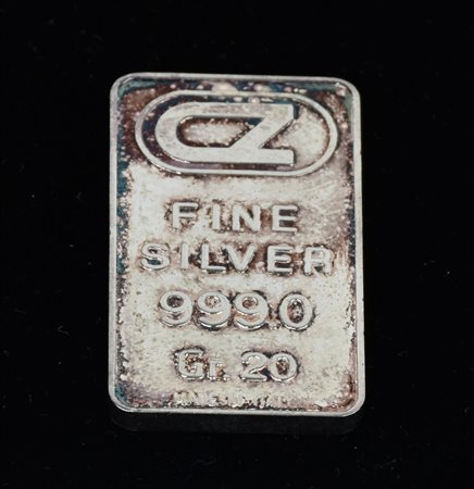 LINGOTTINO IN ARGENTO 999 marca CZ peso g 20 IL PRESENTE LOTTO E' SOGGETTO...