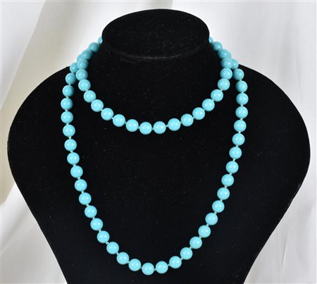 COLLANA IN TURCHESE lunghezza cm 90 diam mm 10