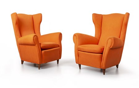 DUE POLTRONE, anni '50. <br>Strutture e gambe in 