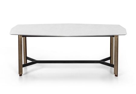 UN TAVOLINO, anni '50. <br>Acciaio verniciato, 