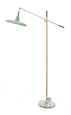 UNA LAMPADA DA TERRA, anni '50.<br>Marmo, ottone, 