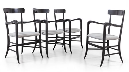 QUATTRO POLTRONCINE DI CHIAVARI, anni '50. 