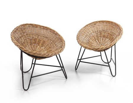 DUE POLTRONCINE, anni '60. <br>Acciaio tubolare 