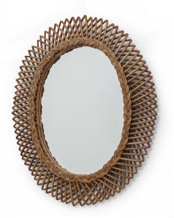 UNO SPECCHIO DA PARETE, anni '60. <br>Giunco, 