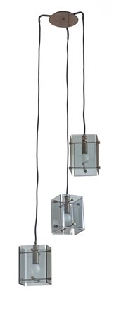 UNA LAMPADA A SOSPENSIONE, anni '60. <br>Ottone, 