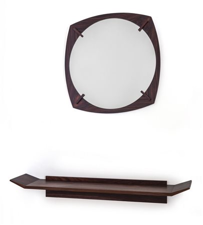 UNA CONSOLE PENSILE CON SPECCHIERA, anni '60. 