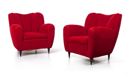  DUE POLTRONE, anni '60. <br>Strutture e gambe in 