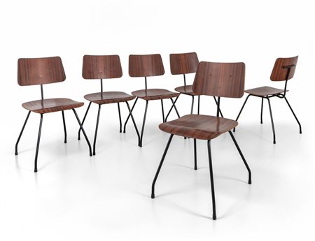 SEI SEDIE, anni '60. <br>Acciaio tubolare 