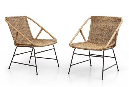 DUE POLTRONCINE, anni '60. <br>Acciaio tubolare 