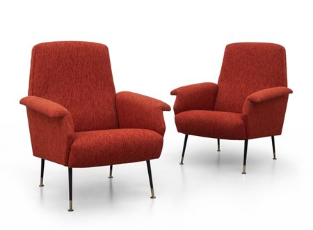 DUE POLTRONE, anni '60. <br>Strutture in legno, 