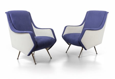 DUE POLTRONE, anni '60. <br>Strutture in legno, 