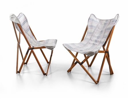 DUE POLTRONE TRIPOLINE<br>Legno di faggio, 