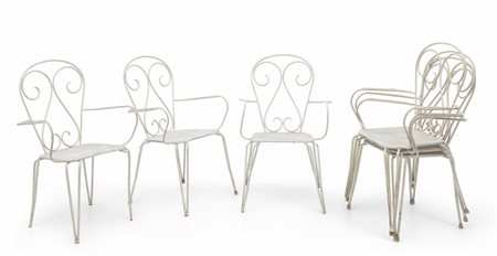 SEI POLTRONCINE IMPILABILI, anni '60. <br>Tondino 